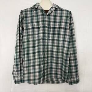 Patagonia El Ray Snap Shirt Men Green Check Roll Tab Sleeve Lightweight